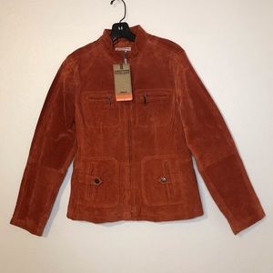 Ruff Hewn Rustic Orange Suede Leather Jacket Size Medium